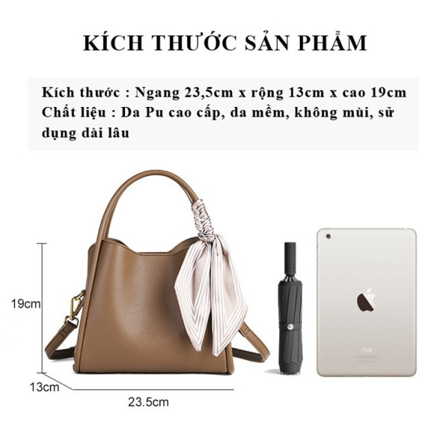 Túi xách công sở nữ kèm khăn lụa – kiểu dáng thanh lịch, da mềm đẹp