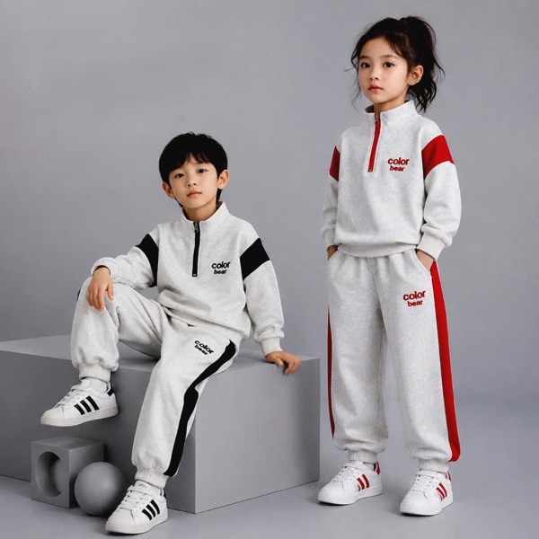 Bộ Nỉ Cotton Thu Đông Cho Bé Trai Bé Gái Phong Cách Thể Thao 