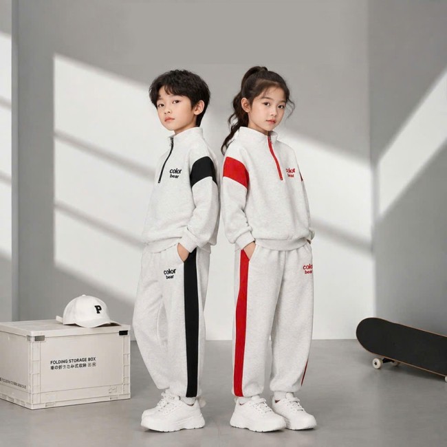Bộ Nỉ Cotton Thu Đông Cho Bé Trai Bé Gái Phong Cách Thể Thao 