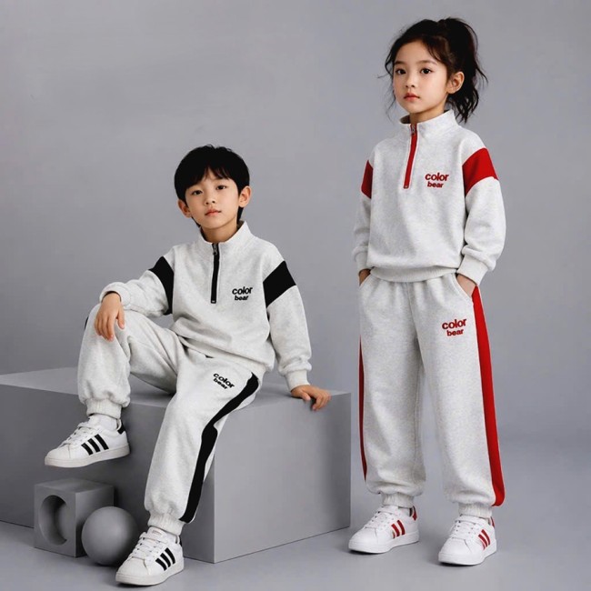 Bộ Nỉ Cotton Thu Đông Cho Bé Trai Bé Gái Phong Cách Thể Thao 