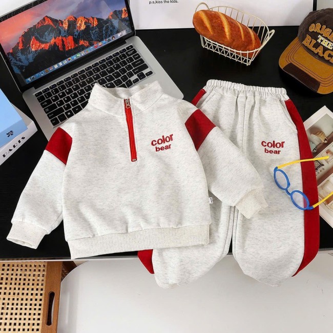 Bộ Nỉ Cotton Thu Đông Cho Bé Trai Bé Gái Phong Cách Thể Thao 