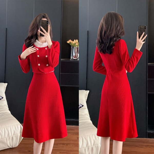 Đầm nhung dạ tiệc cổ ren sang trọng