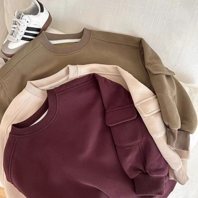 Bộ Đồ Thu Đông Trẻ Em Nỉ Cotton Không Xù Lông, Mềm Mại Giữ Ấm Cho Bé Trai Bé Gái