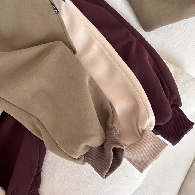 Bộ Đồ Thu Đông Trẻ Em Nỉ Cotton Không Xù Lông, Mềm Mại Giữ Ấm Cho Bé Trai Bé Gái