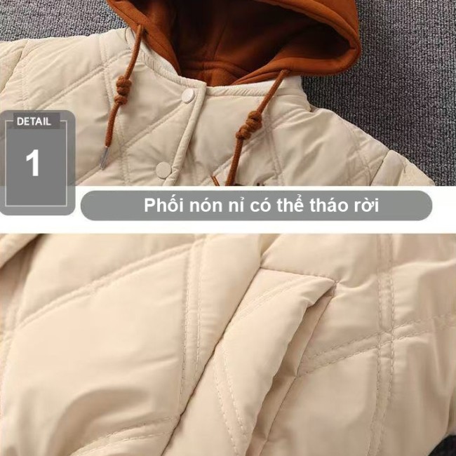 Áo Khoác Phao Bé Trai Bé Gái Có Mũ Thu Đông, Áo Phao Trẻ Em Dày Ấm Chống Gió, Áo Khoác Trẻ Em Thời T